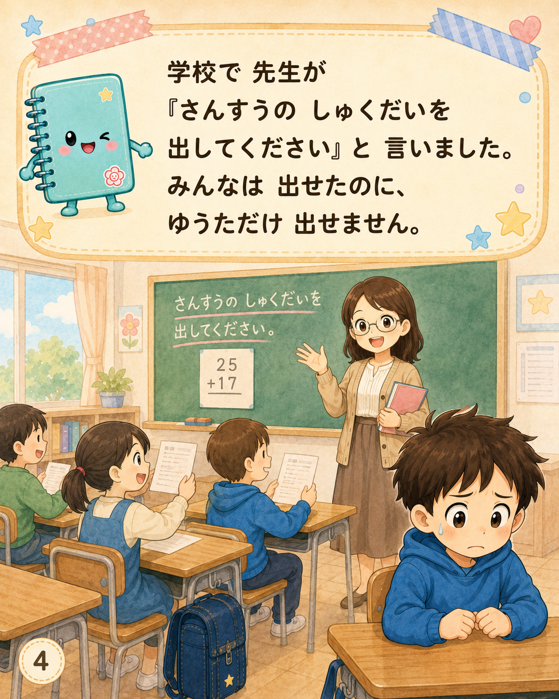 しゅくだいをたべるノート 4ページ目