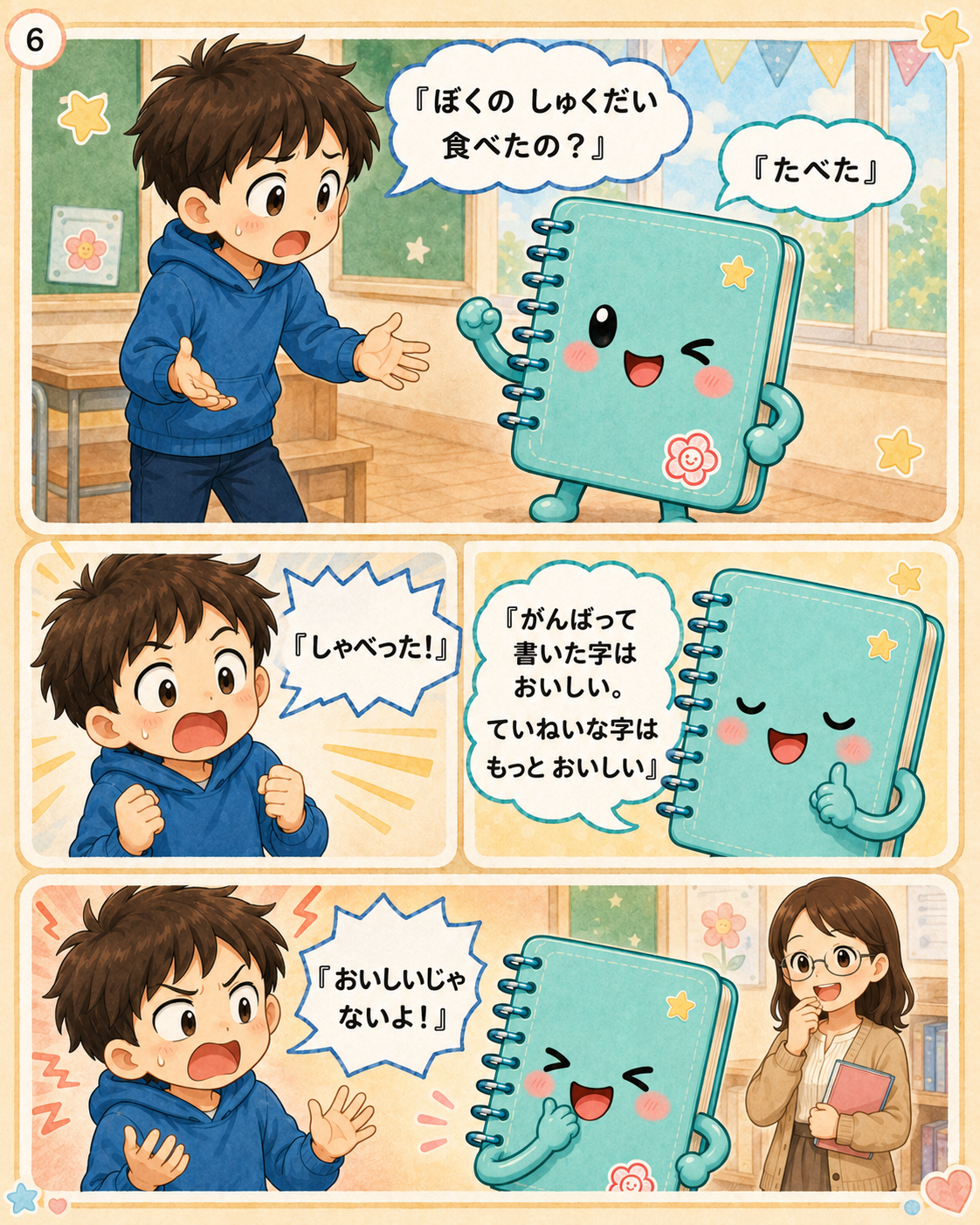 しゅくだいをたべるノート 6ページ目