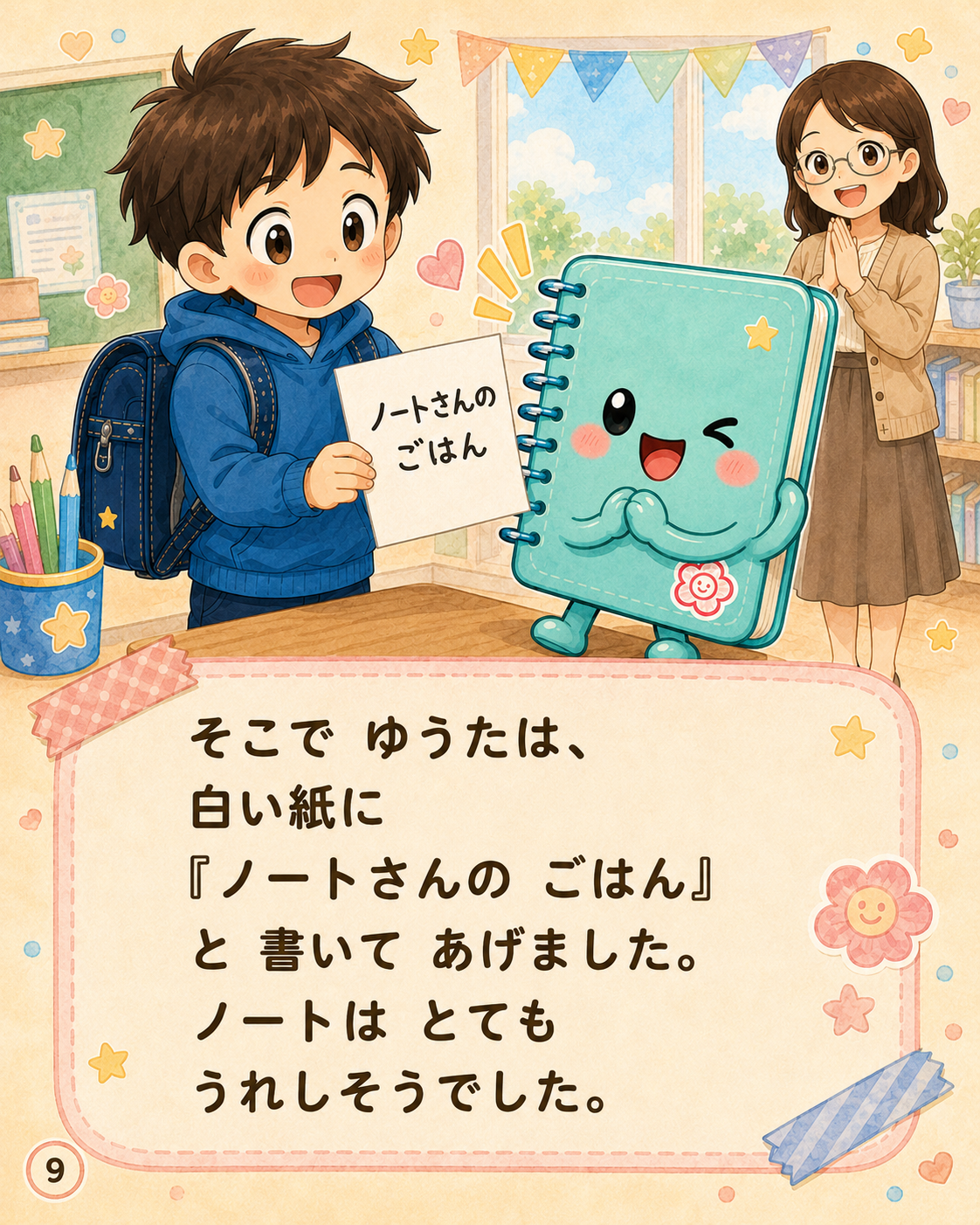 しゅくだいをたべるノート 9ページ目